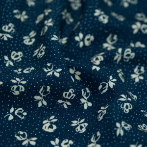 Twilight Rose Printed Viscose Challis - Indigo