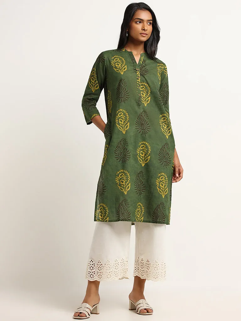 Utsa Off-White Crochet-Detailed Cotton-Blend Palazzos