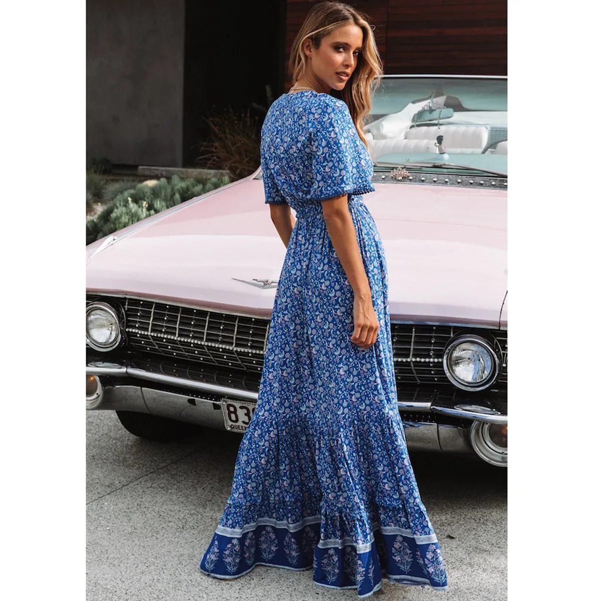 Vintage Ruffle Hem Summer Dress