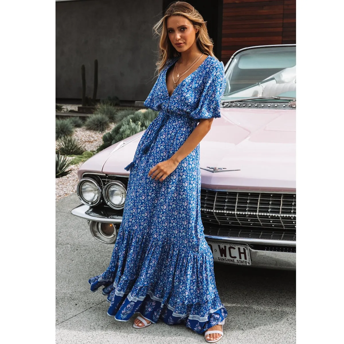 Vintage Ruffle Hem Summer Dress