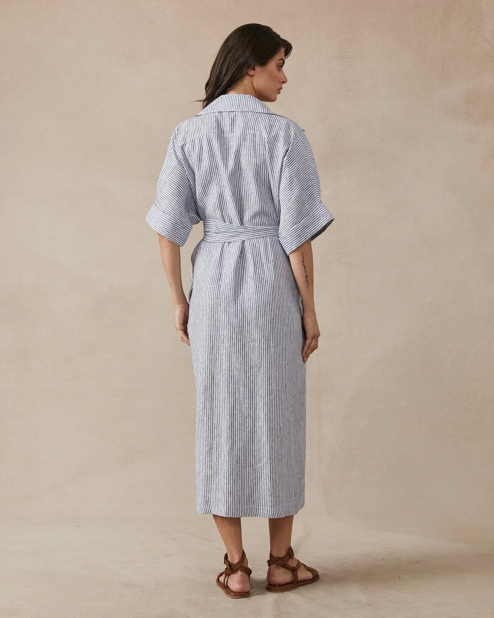 Violet Stripe Linen Dress