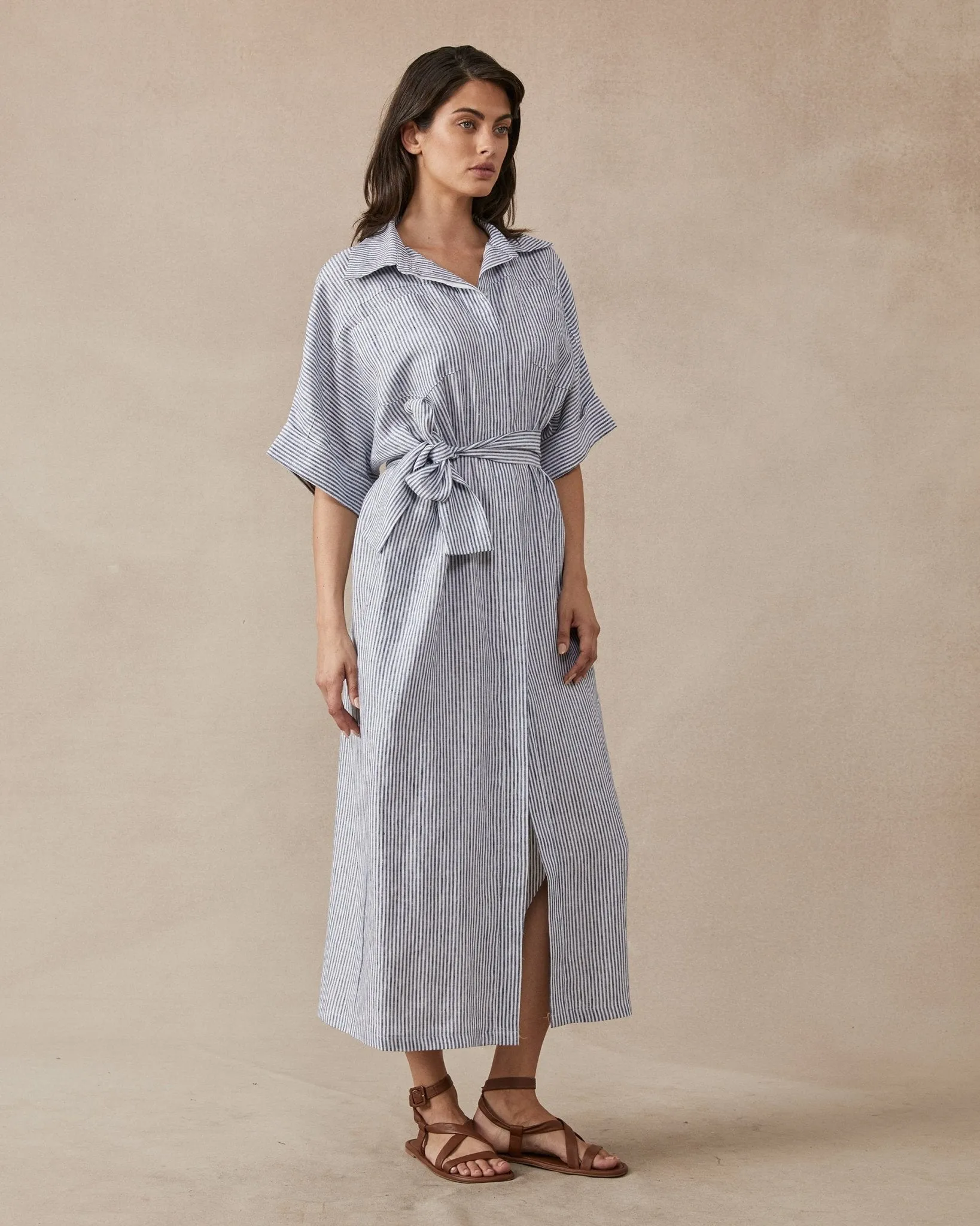 Violet Stripe Linen Dress