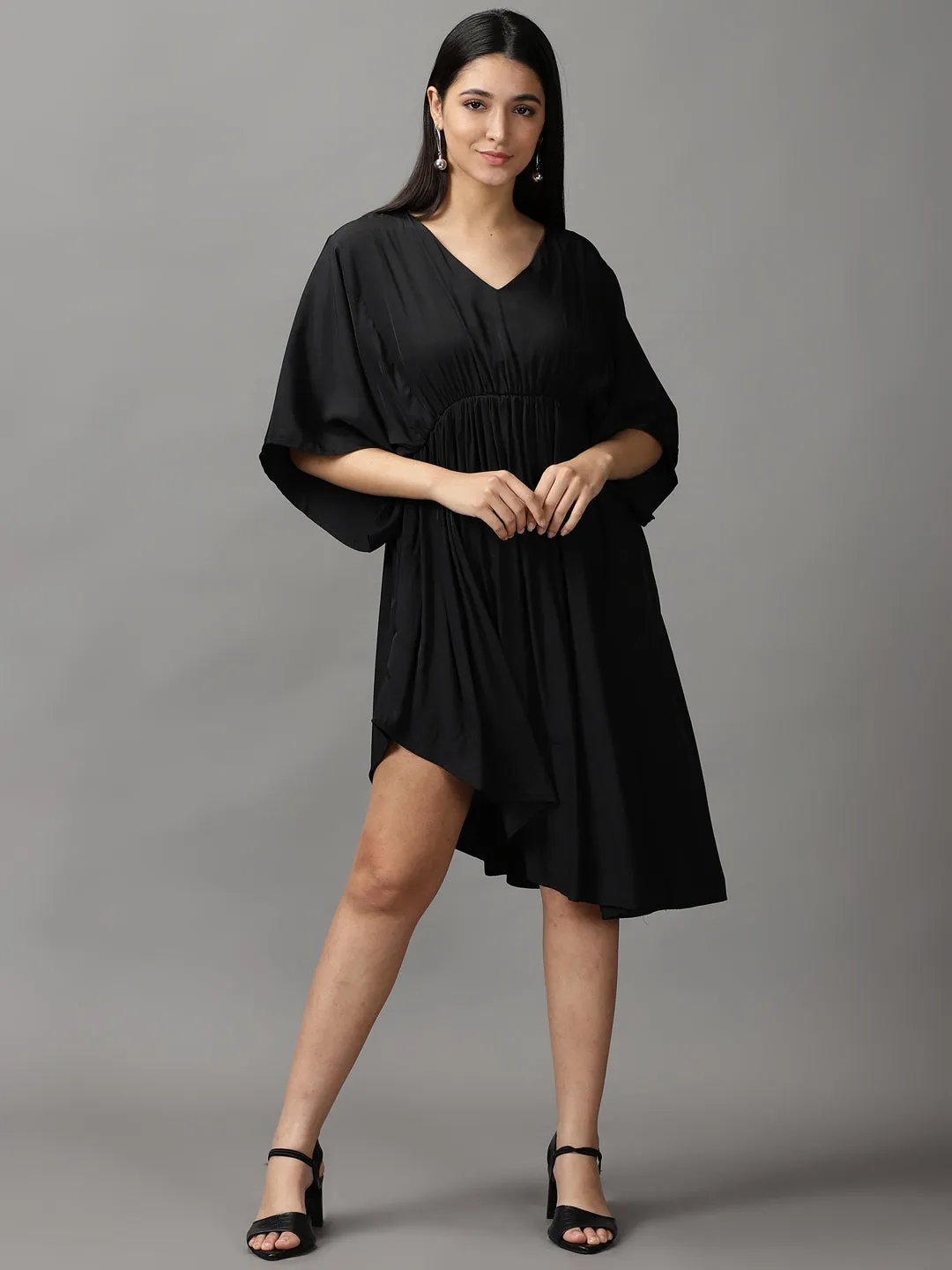 Women Black Fit and Flare Dress