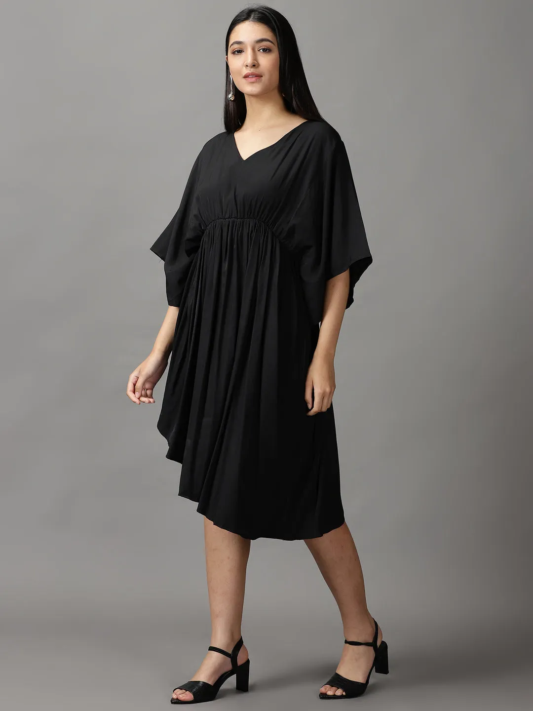 Women Black Fit and Flare Dress