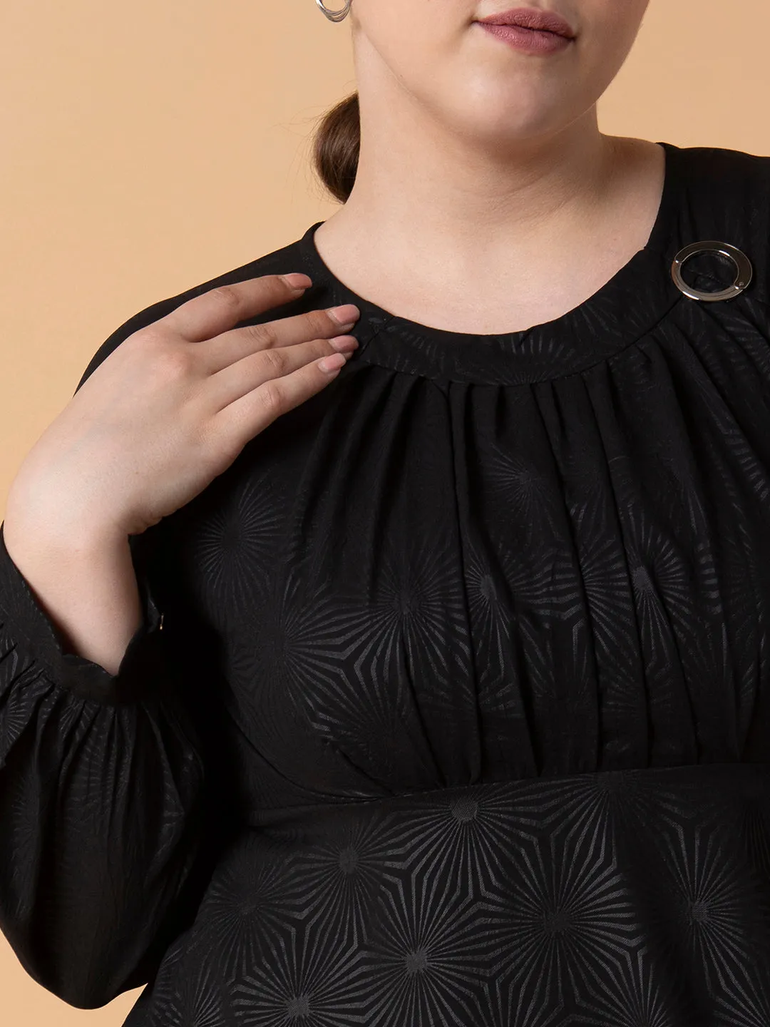 Women Black Fit and Flare Midi Dress