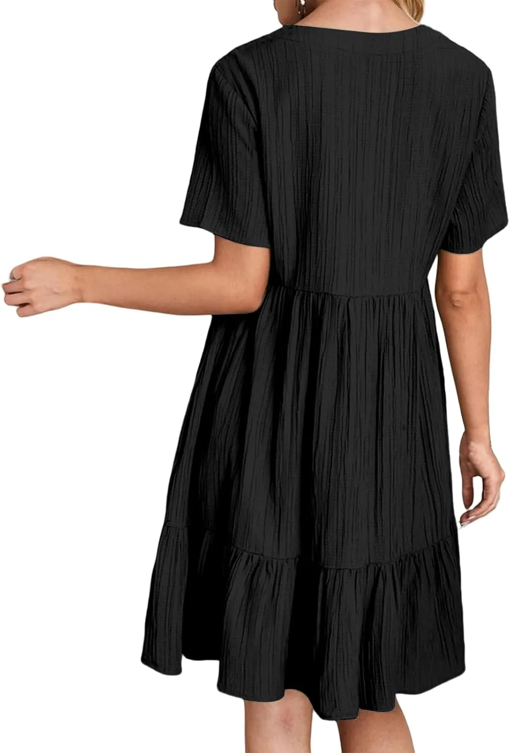 Womens Casual Summer Dresses Flowy Sleeveless Midi Dress Beach Vacation Sundress Ruffle Swing Dress V Neck Comfy