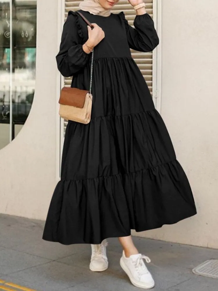 Women's Dresses Spring Autumn New Stand Up Collar Loose Denim Dress Fashion Button Long Skirt Streetwear Oversize Women Clothing