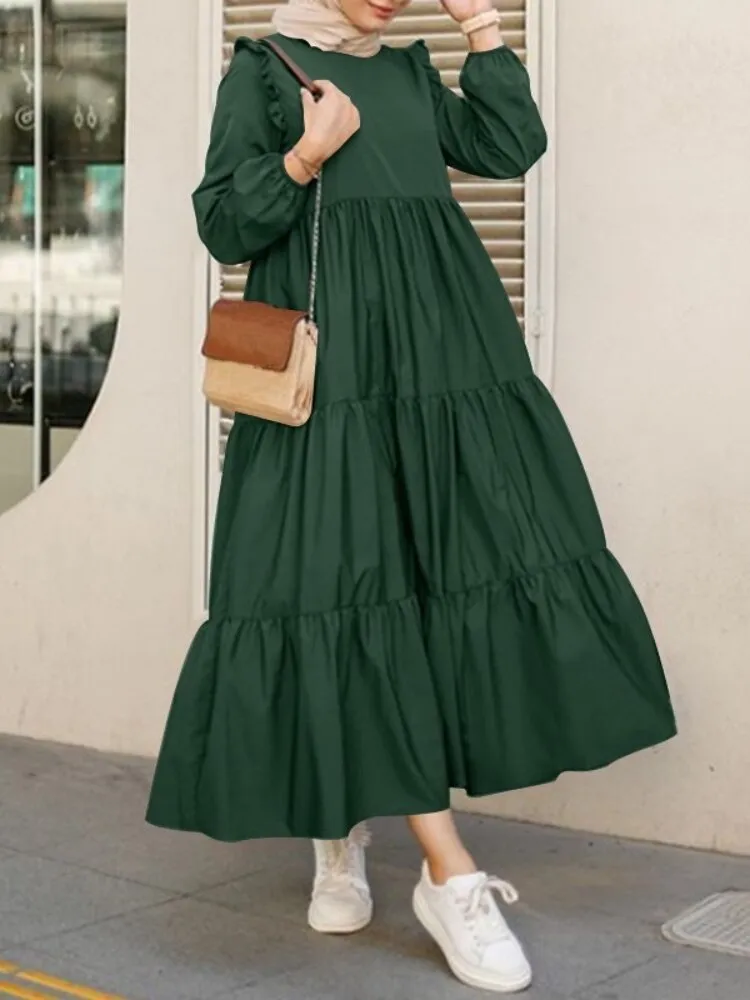 Women's Dresses Spring Autumn New Stand Up Collar Loose Denim Dress Fashion Button Long Skirt Streetwear Oversize Women Clothing