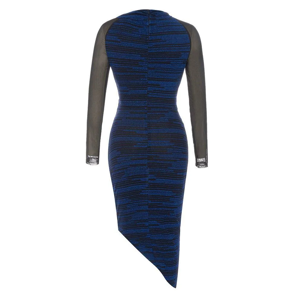 Women's High Neck Hollow-Out Midi Bodycon Dress - Party Fit