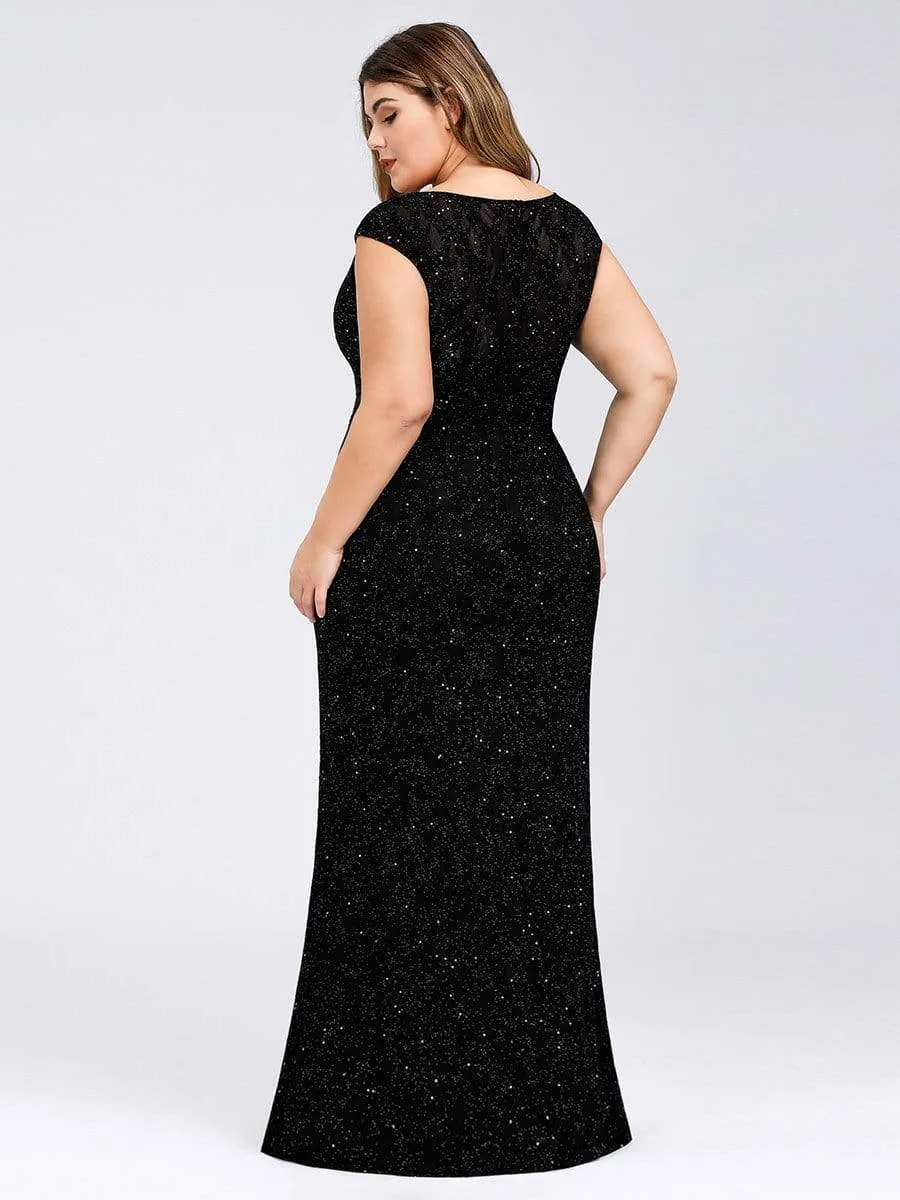 Women's Maxi Long V-Neck Glitter Bodycon Evening Dresses