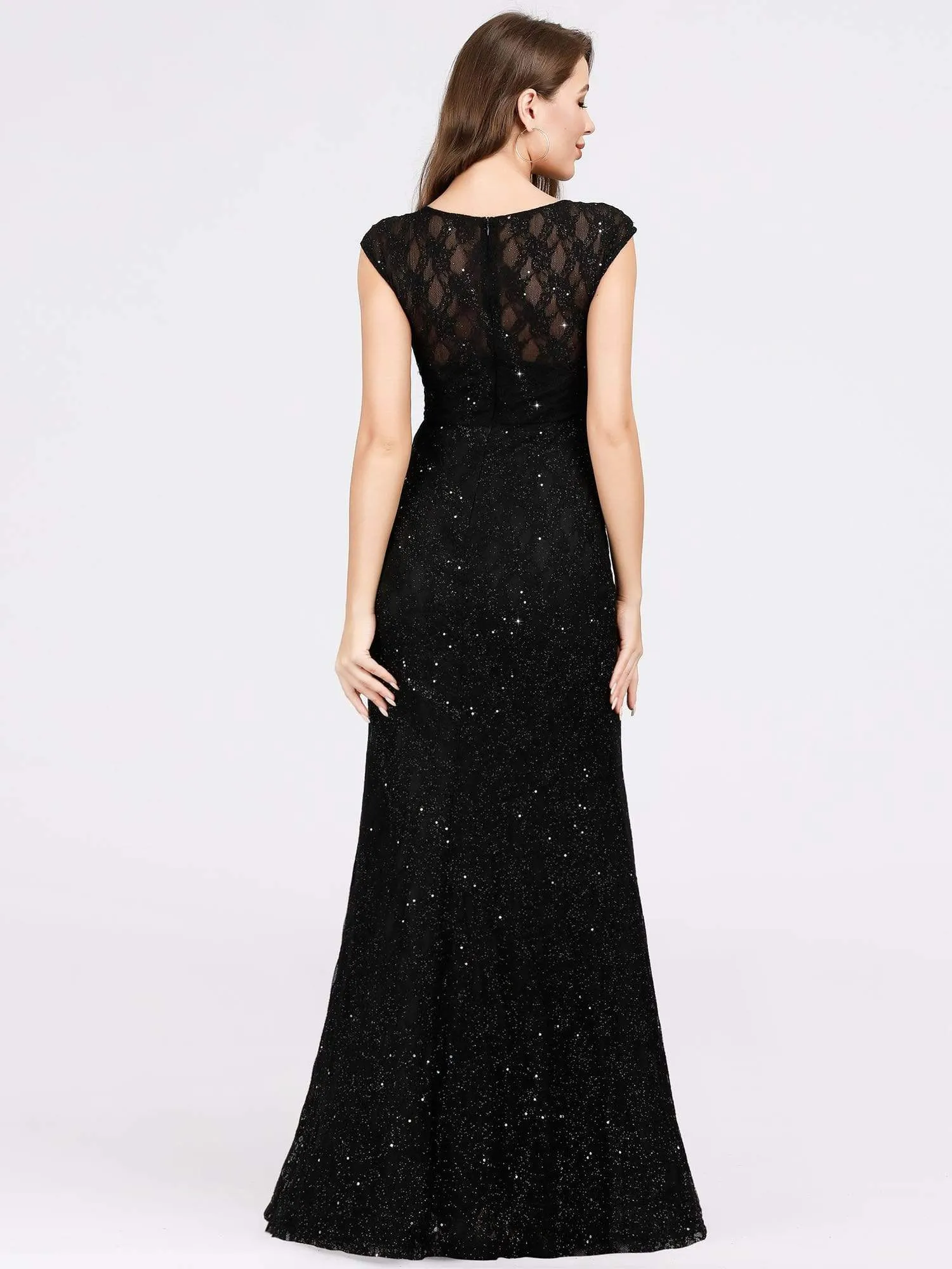 Women's Maxi Long V-Neck Glitter Bodycon Evening Dresses