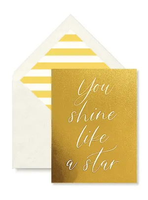 You Shine Like A Star Greeting Card, Single Folded Card or Boxed Set of 8